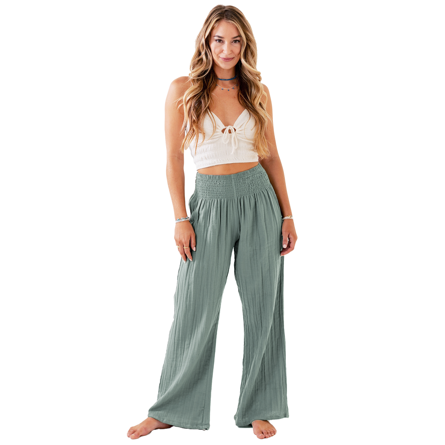Lotus and Luna - Sage Wide Leg Cotton Pants