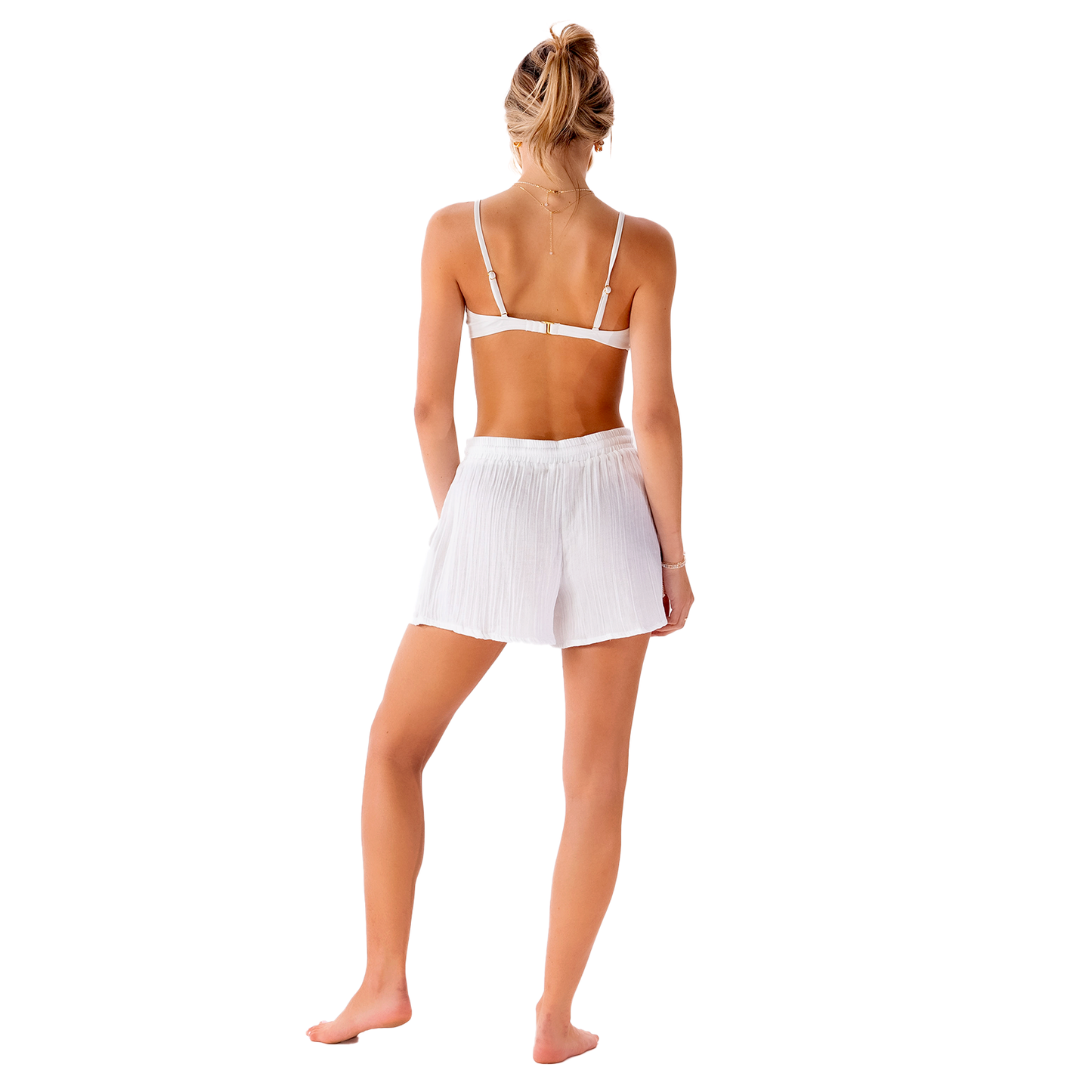 Lotus and Luna - White Cotton Cabana Shorts