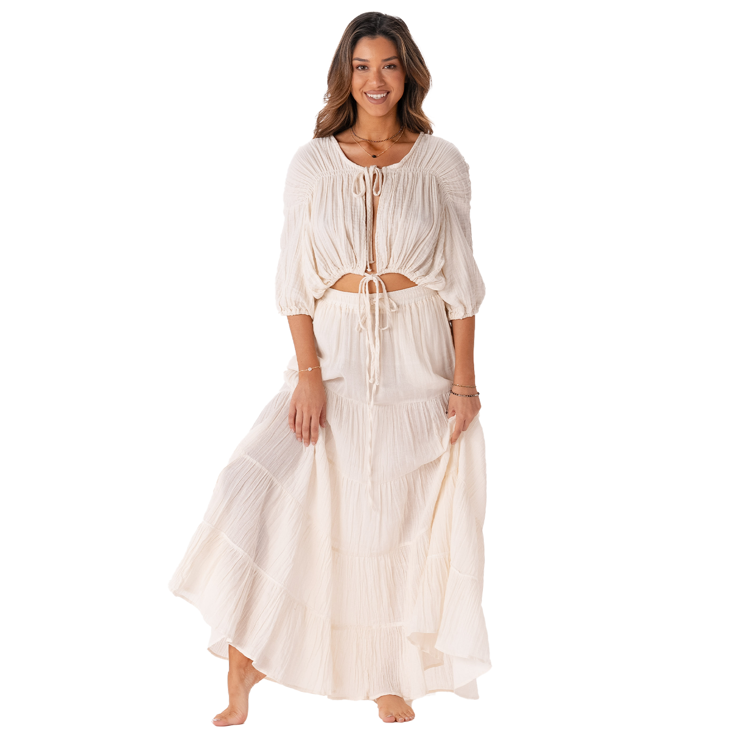 Lotus and Luna - Cream Saltwater Shrug