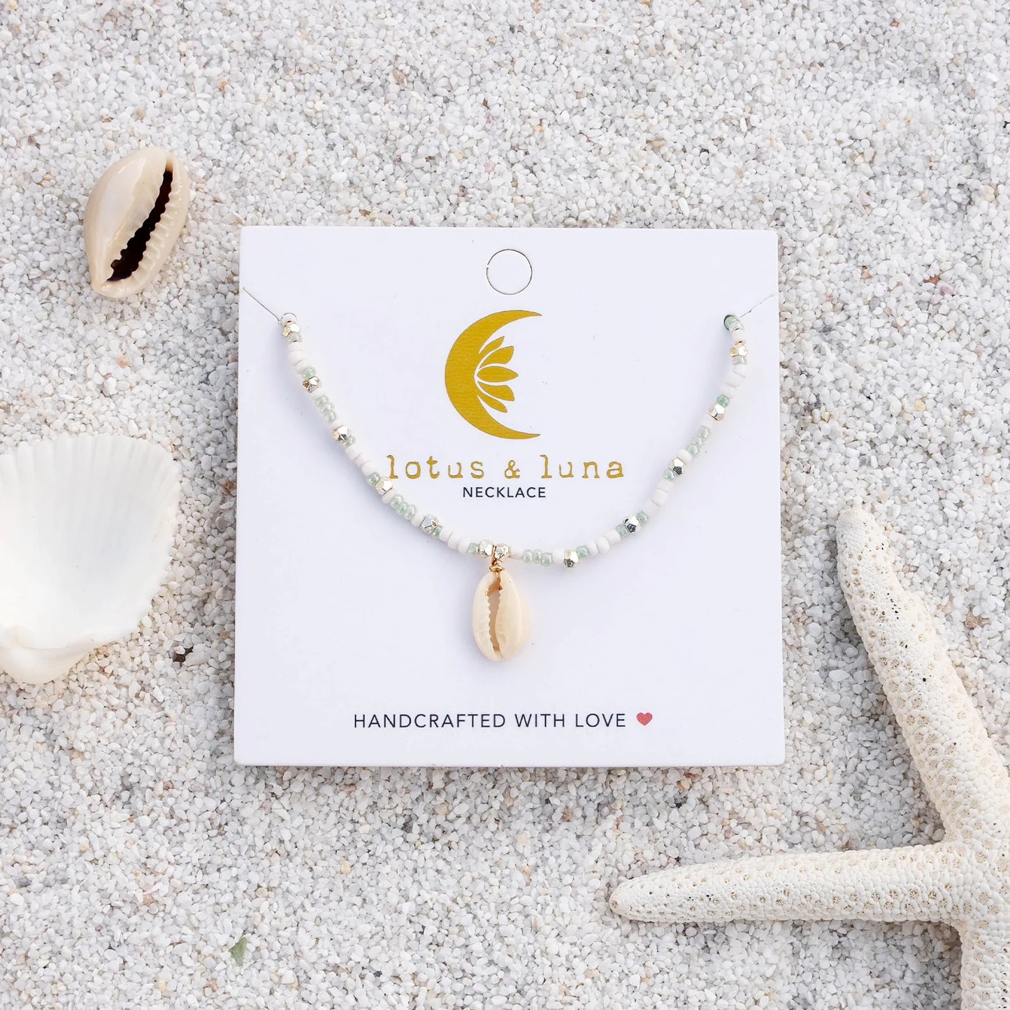 Lotus and Luna Seedbead Necklace