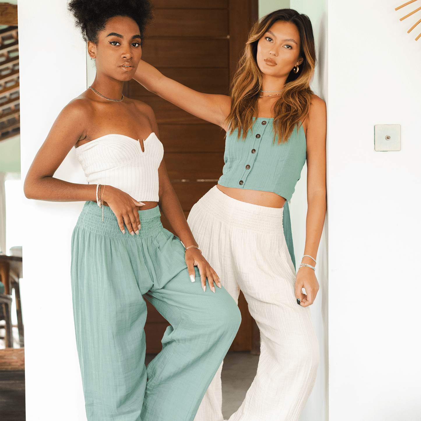 Lotus and Luna - Sage Wide Leg Cotton Pants