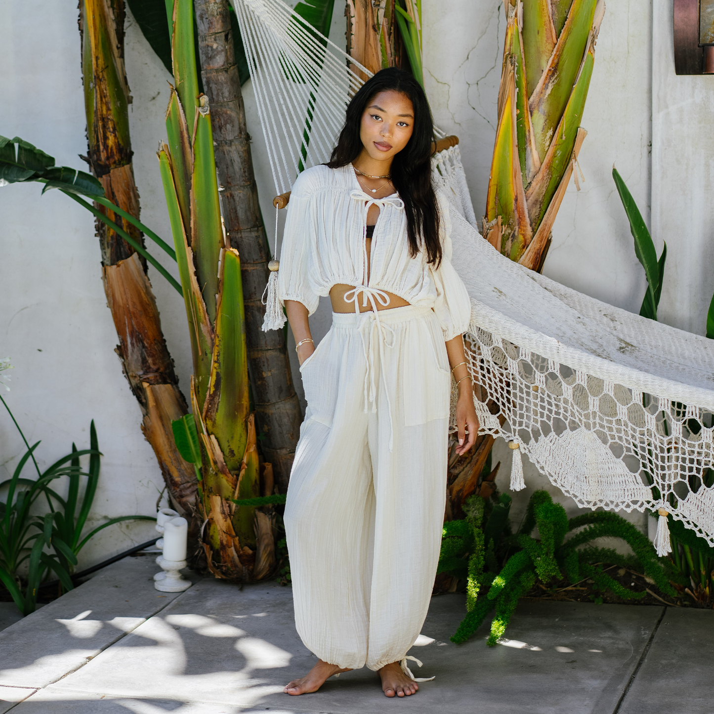 Lotus and Luna - Cream Saltwater Shrug