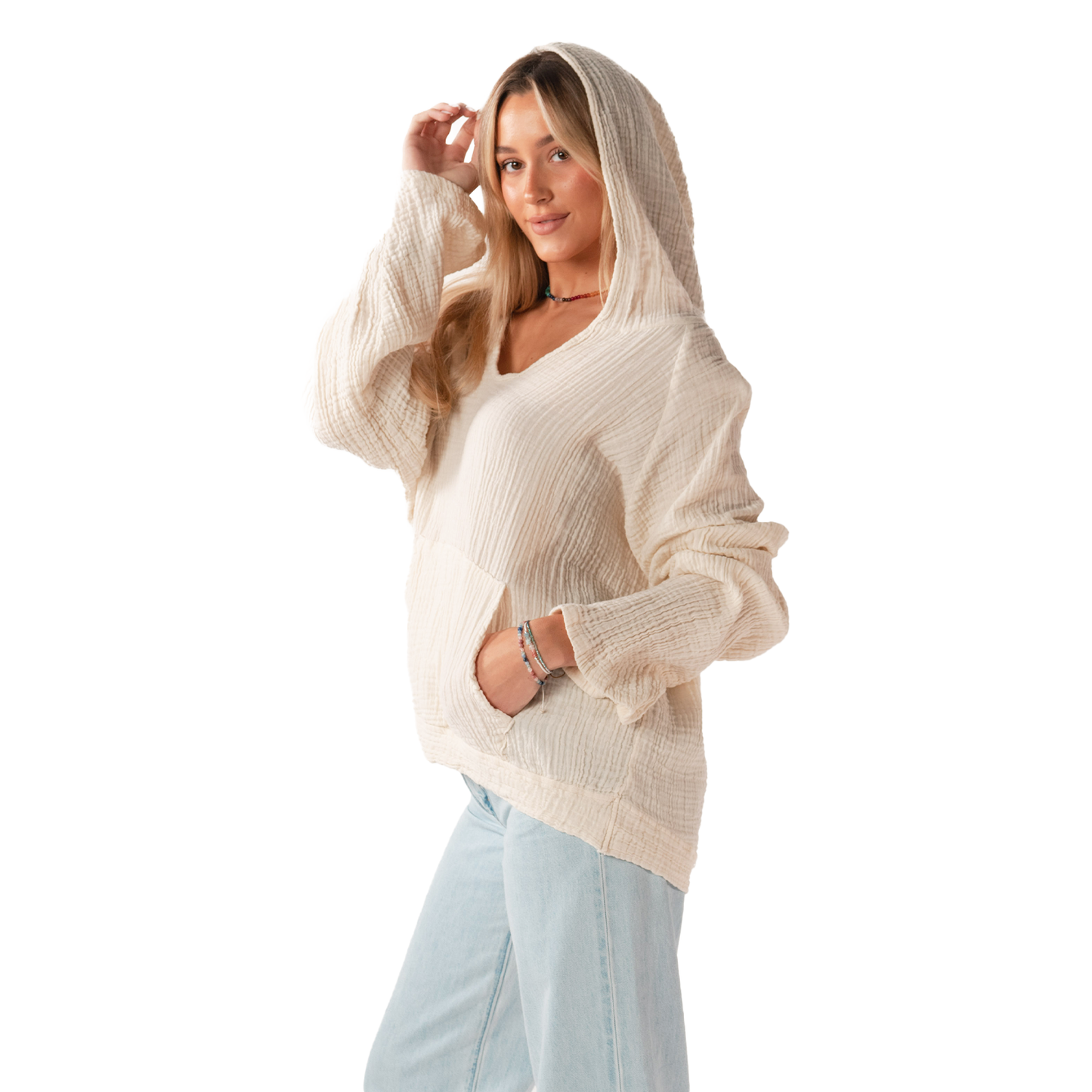 Lotus and Luna - Cream Baja Pullover Hoodie