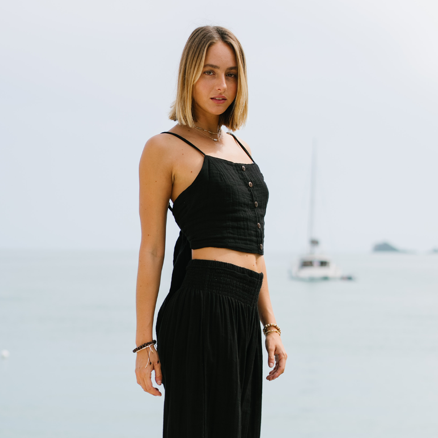 Lotus and Luna - Black Cruisin Crop Top