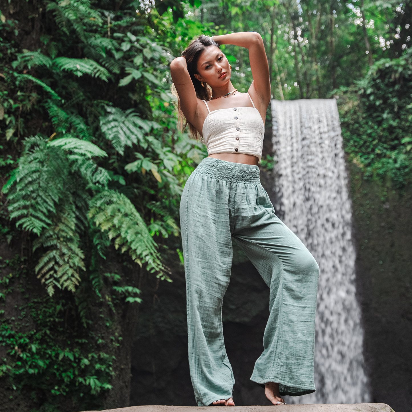 Lotus and Luna - Sage Wide Leg Cotton Pants