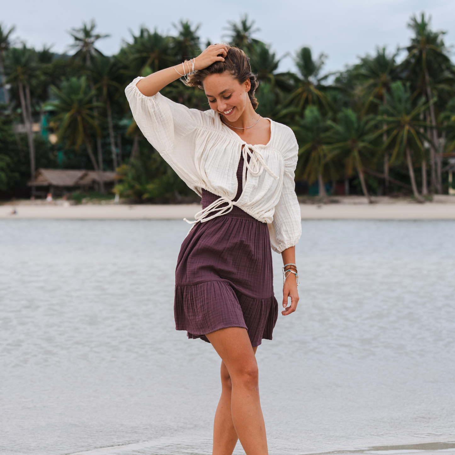 Lotus and Luna - Cream Saltwater Shrug