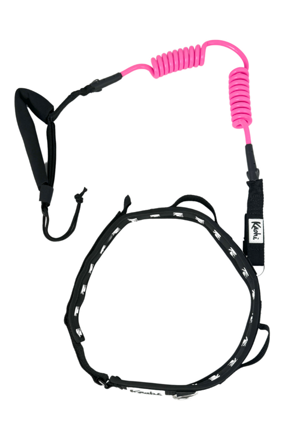 Kāohi Combo: Double Coil 8mm Leash + Padded Black Belt