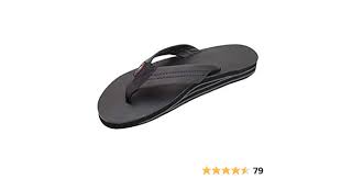 Flip Flops- Mens Black Classic (M) S 7.5-8.5 Leather