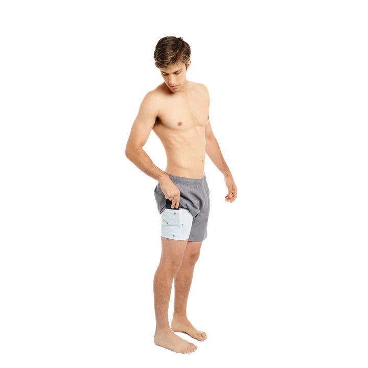 Bermies Grey (Palm Stripes) Shorts