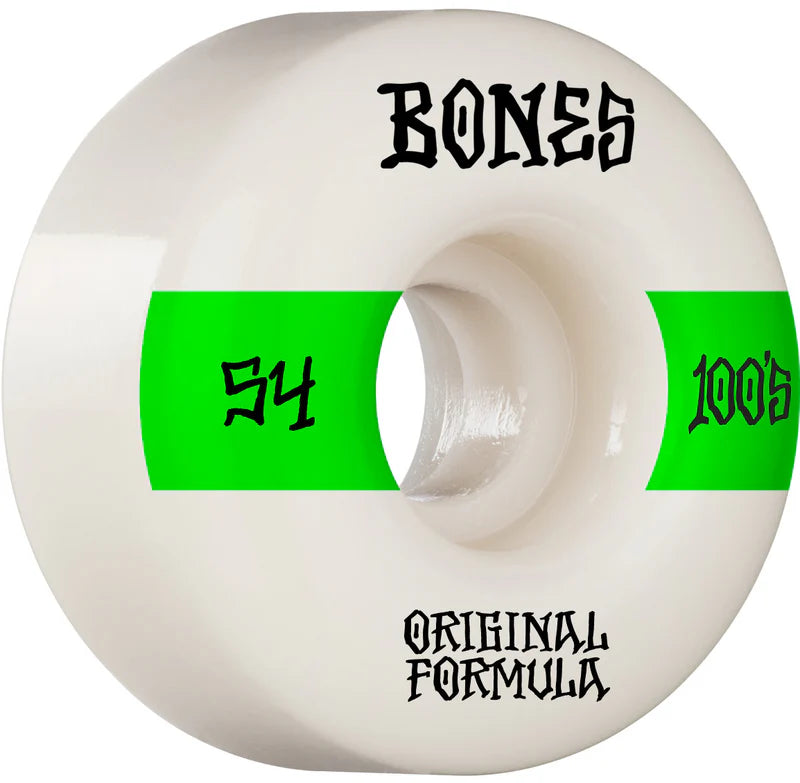 Bones Wheels 100's OG V4 #14 54mm White/Green