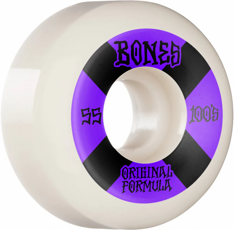 Bones Wheels 100's OG V5 #4 55mm White/Purple