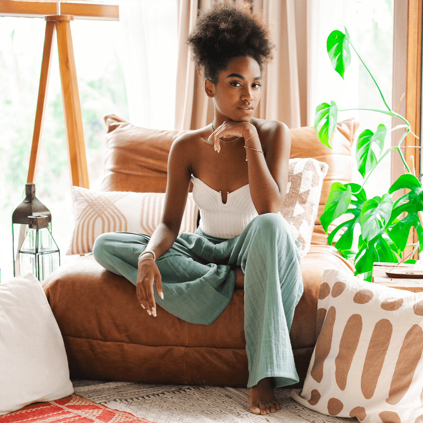 Lotus and Luna - Sage Wide Leg Cotton Pants