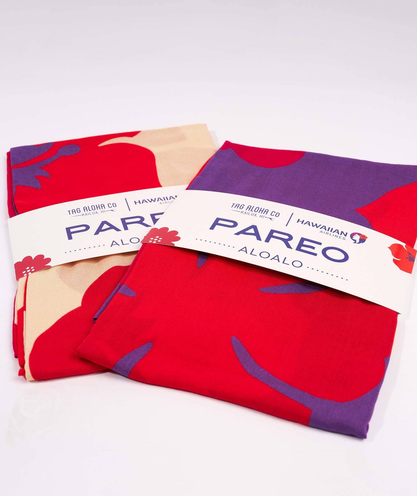 Tag Aloha Co. - Aloalo Pareo Sarong Sand with Hawaiian Airlines