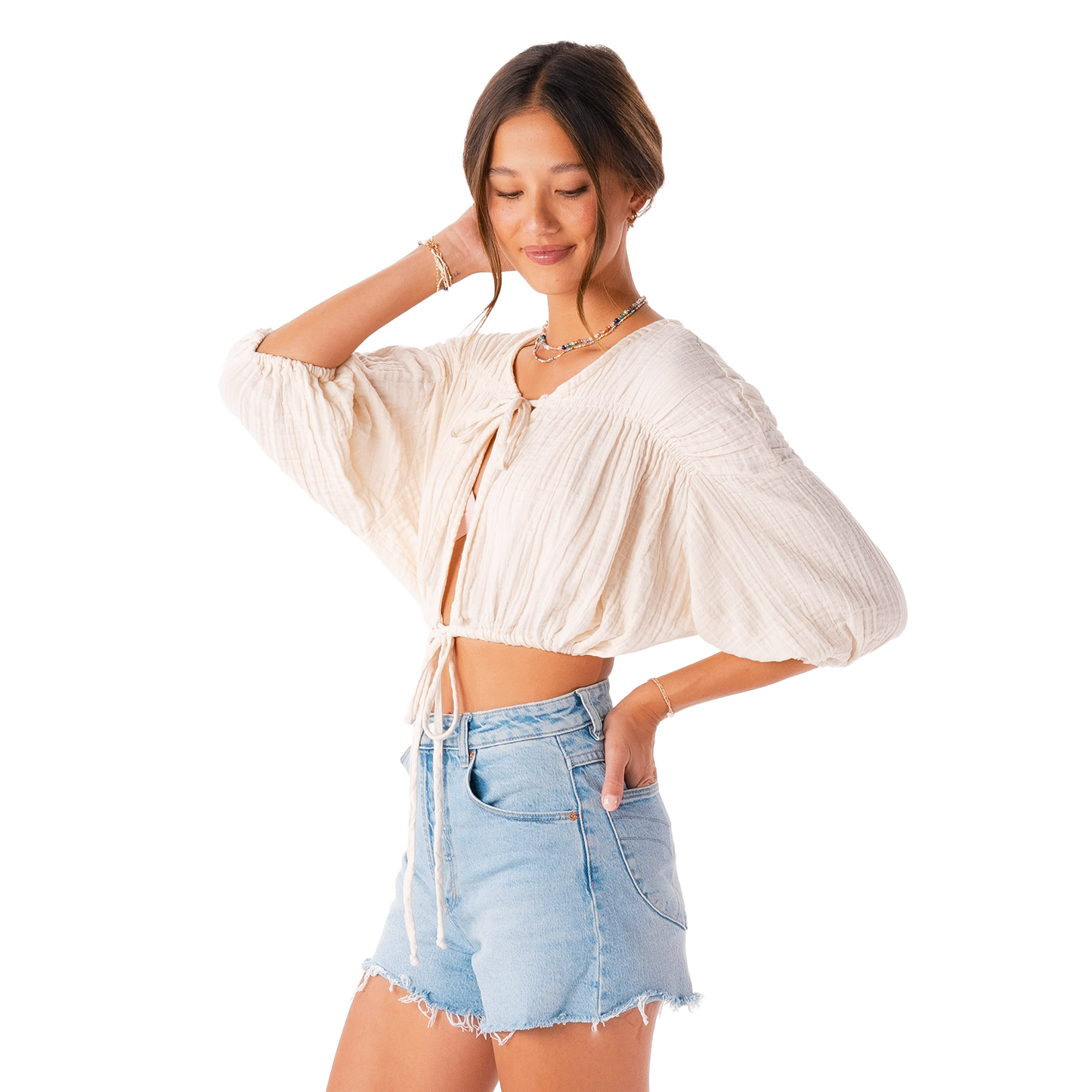 Lotus and Luna - Cream Saltwater Shrug