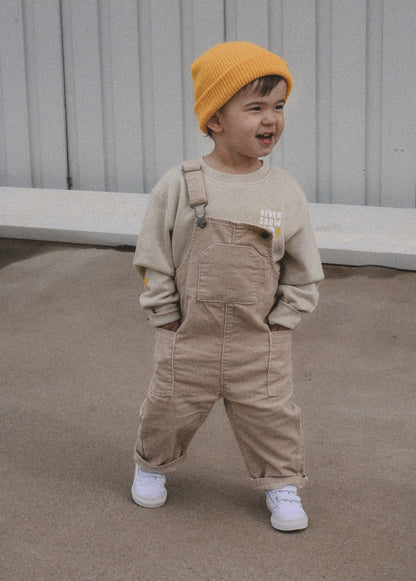 Little Trouble - Cream Corduroy Overalls