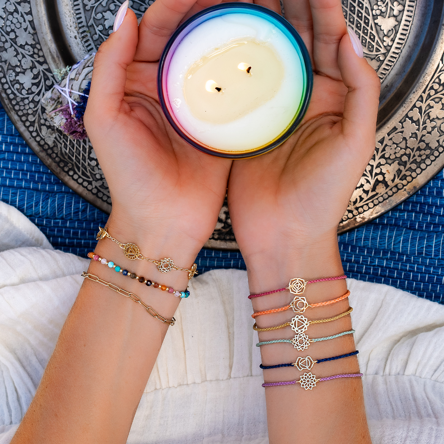 Lotus and Luna - Gold Third Eye Chakra Braided Bracelet