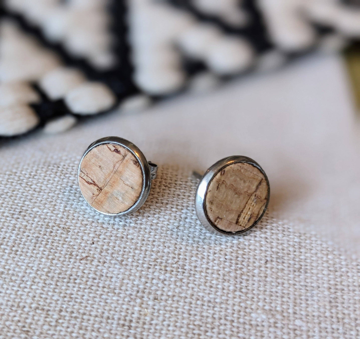 KORK Cork Earrings - Round Stud Natural