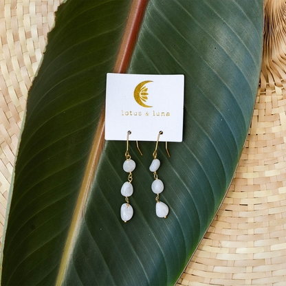 Lotus and Luna - Moonstone Waterfall Earrings
