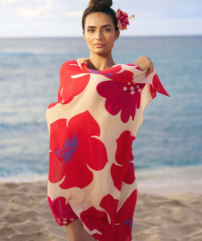 Tag Aloha Co. - Aloalo Pareo Sarong Sand with Hawaiian Airlines