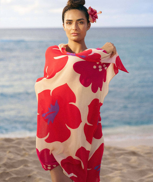 Tag Aloha Co. - Aloalo Pareo Sarong Sand with Hawaiian Airlines