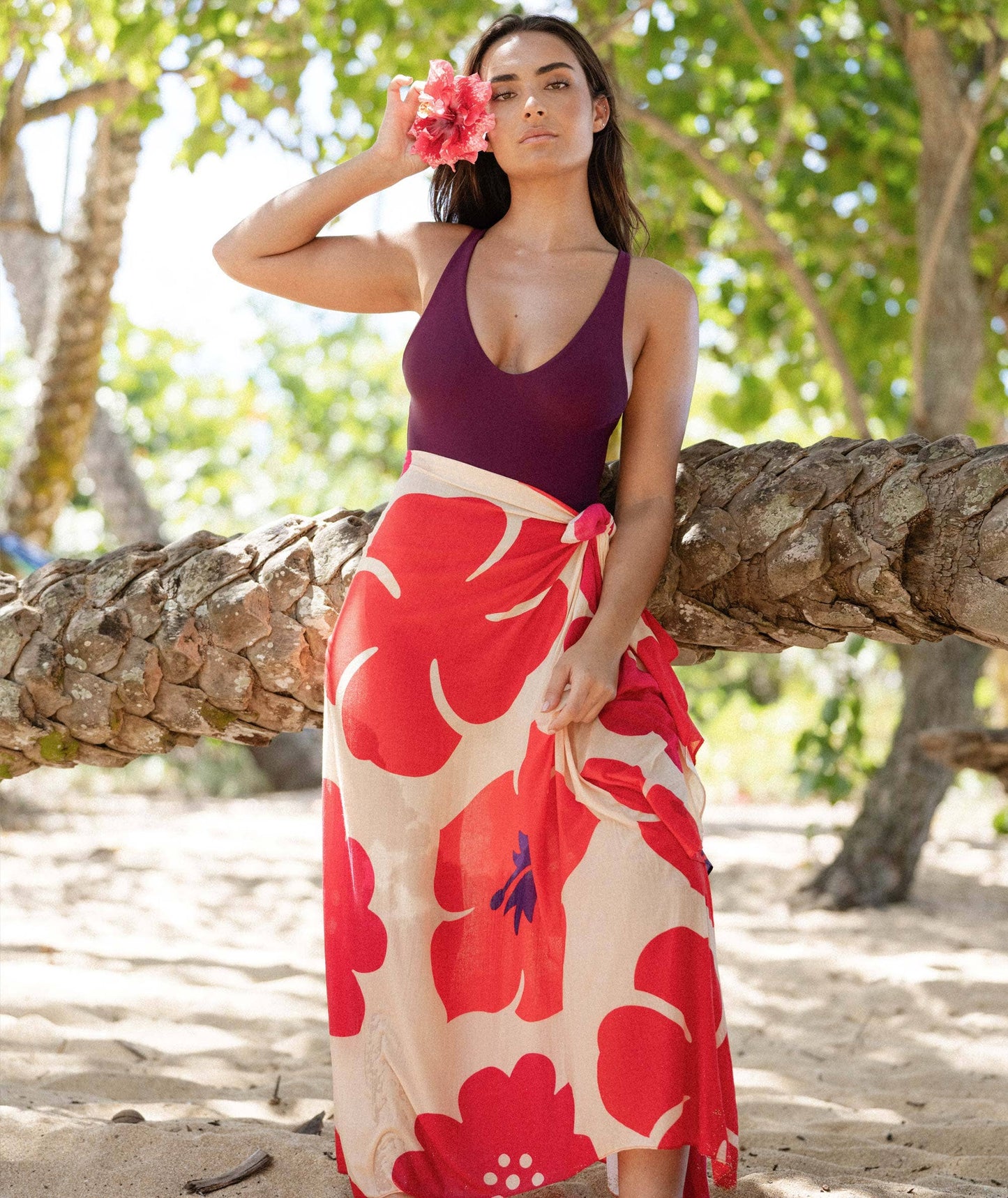 Tag Aloha Co. - Aloalo Pareo Sarong Sand with Hawaiian Airlines