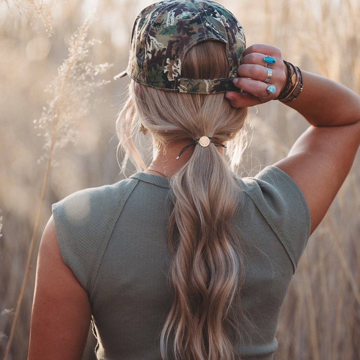 K'lani hair tie bracelets - "Adapt" Camouflage with Antler Charm Hair Tie Bracelets