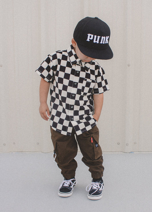 Little Trouble Checker Button-Up