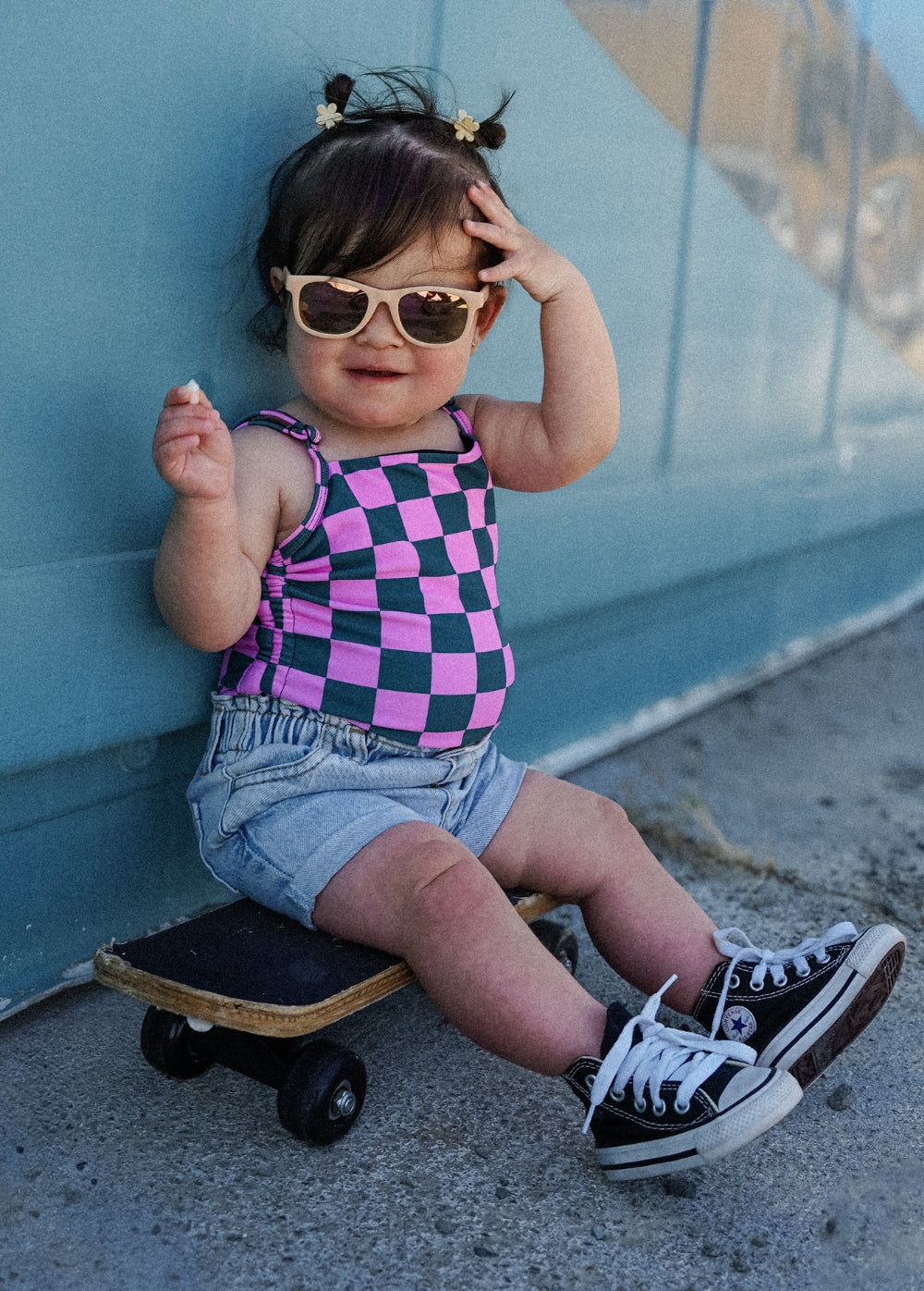 Little Trouble Pink Punch Checkers One Piece