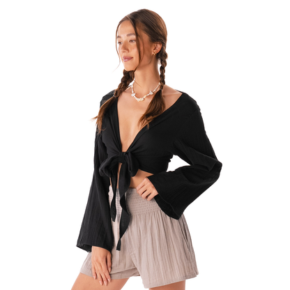 Lotus and Luna - Black Cotton Daydreamer Top
