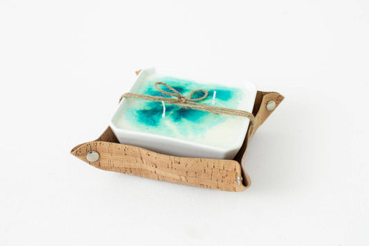 KORK Cork Tray With L'oil by Lexi Organic Candle Island Hibiscus