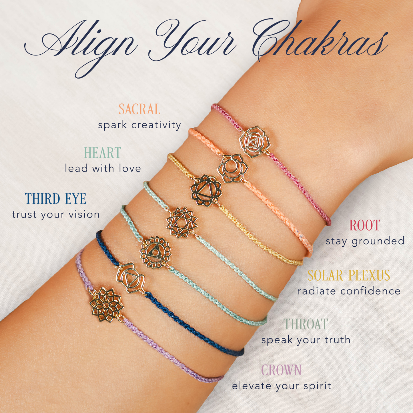 Lotus and Luna - Gold Third Eye Chakra Braided Bracelet