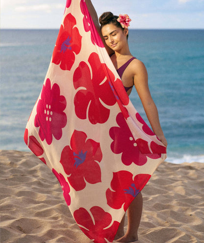 Tag Aloha Co. - Aloalo Pareo Sarong Sand with Hawaiian Airlines