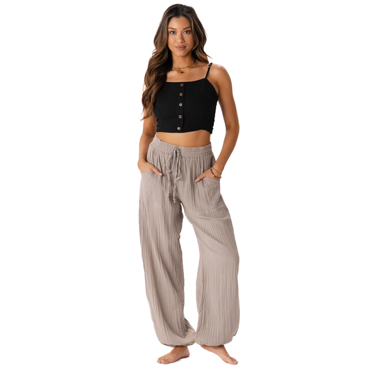 Lotus and Luna - Stone Cotton Jogger Harem Pants