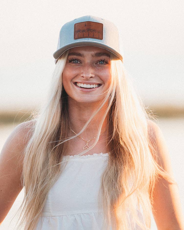 K'Lani Trucker Hat - Gray/White Palms