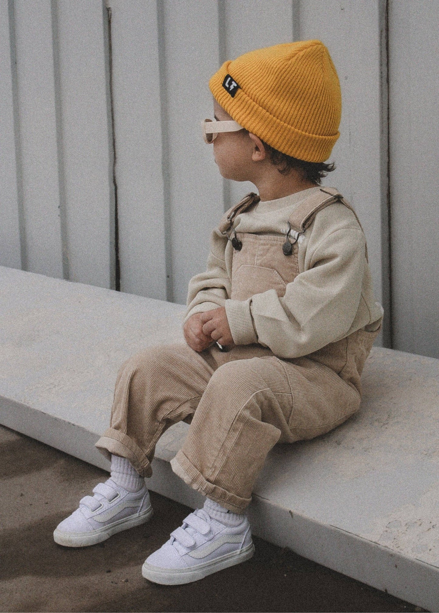 Little Trouble - Cream Corduroy Overalls