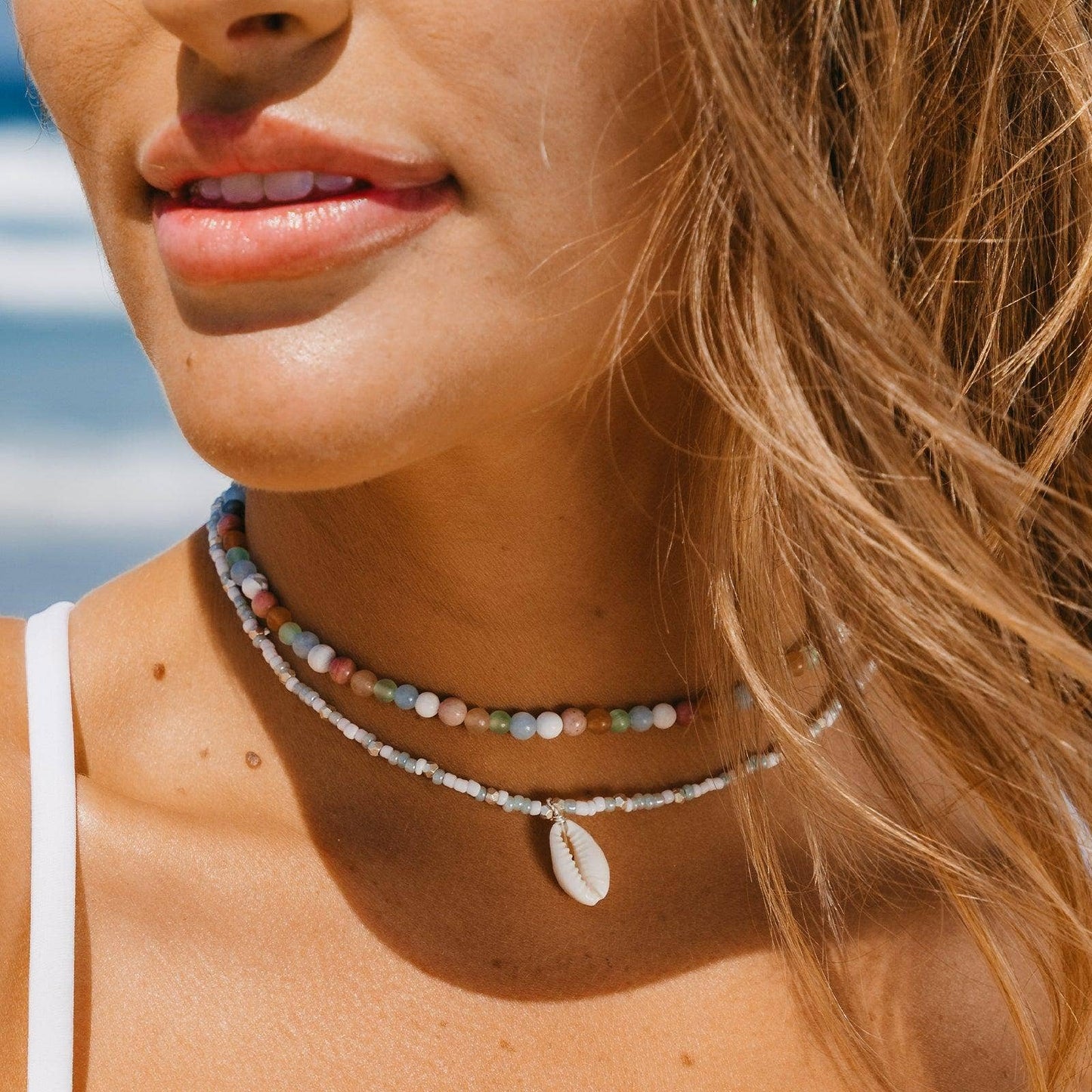 Lotus and Luna - Mademoishelle Seed Bead Shell Necklace