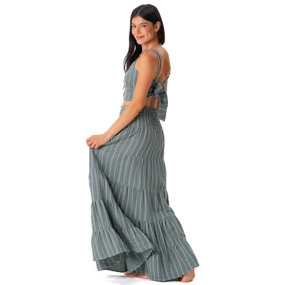 Lotus and Luna - Sage Sailor Stripe Sundrift Skirt