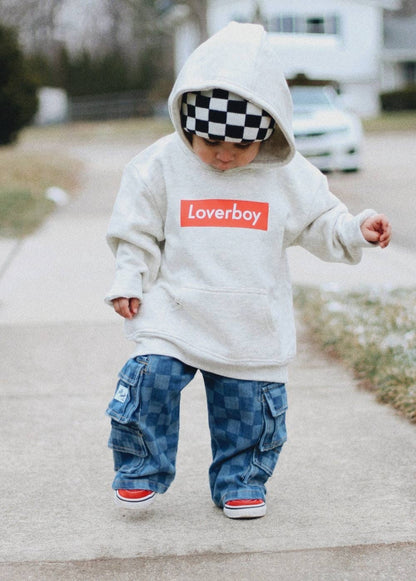 Little Trouble - Checkered Baggy Blue Jeans