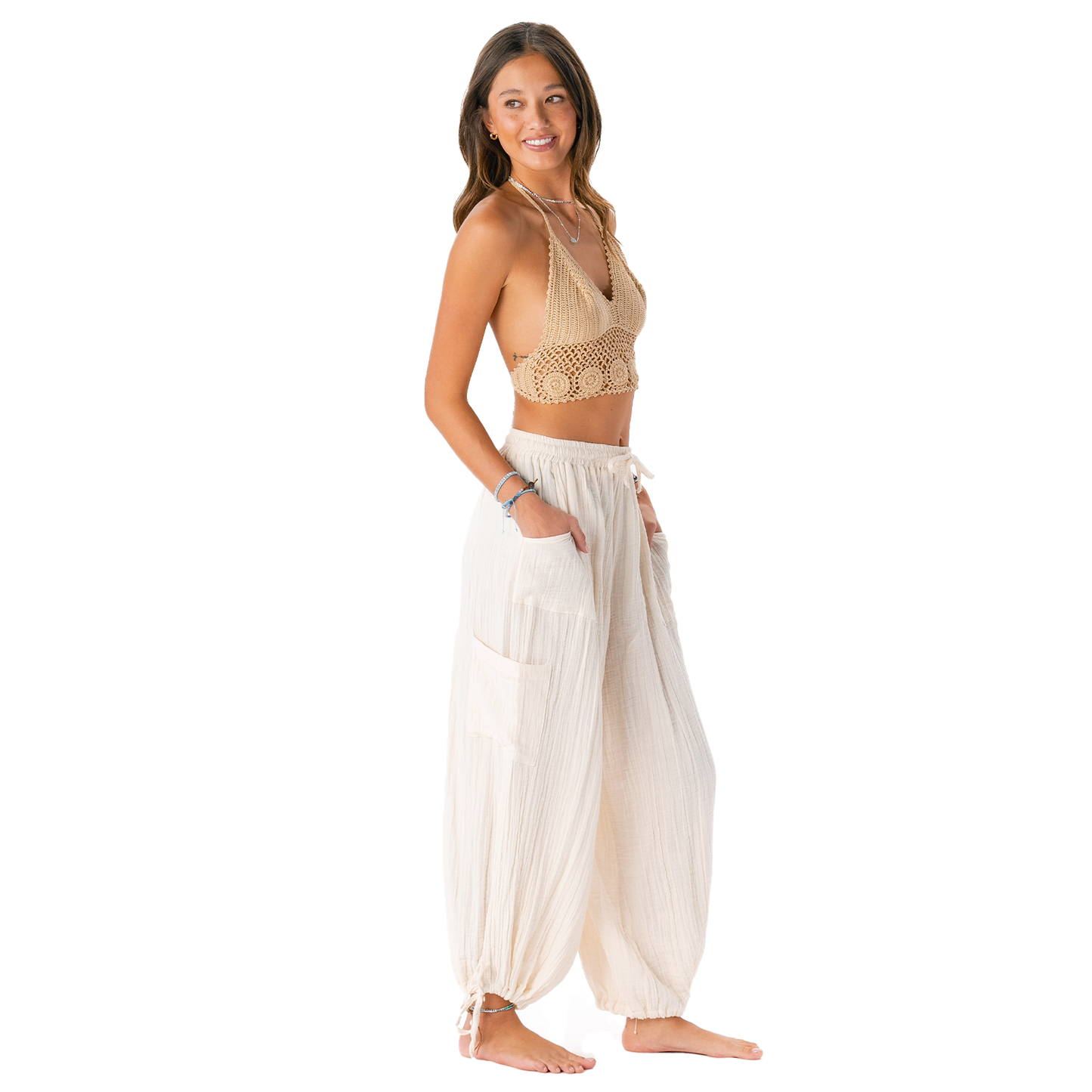 Lotus and Luna - Cream Adventure Cargo Pants