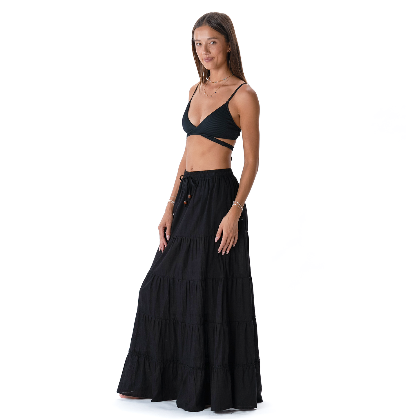 Lotus and Luna - Black Shipwrecked Maxi Skirt with Bead