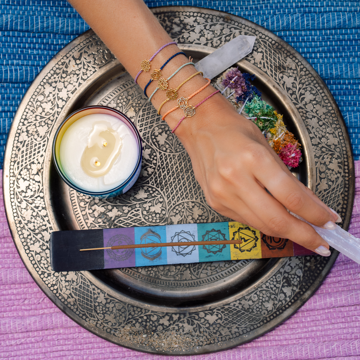 Lotus and Luna - Gold Third Eye Chakra Braided Bracelet