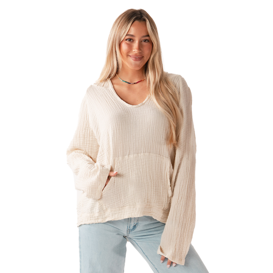Lotus and Luna - Cream Baja Pullover Hoodie
