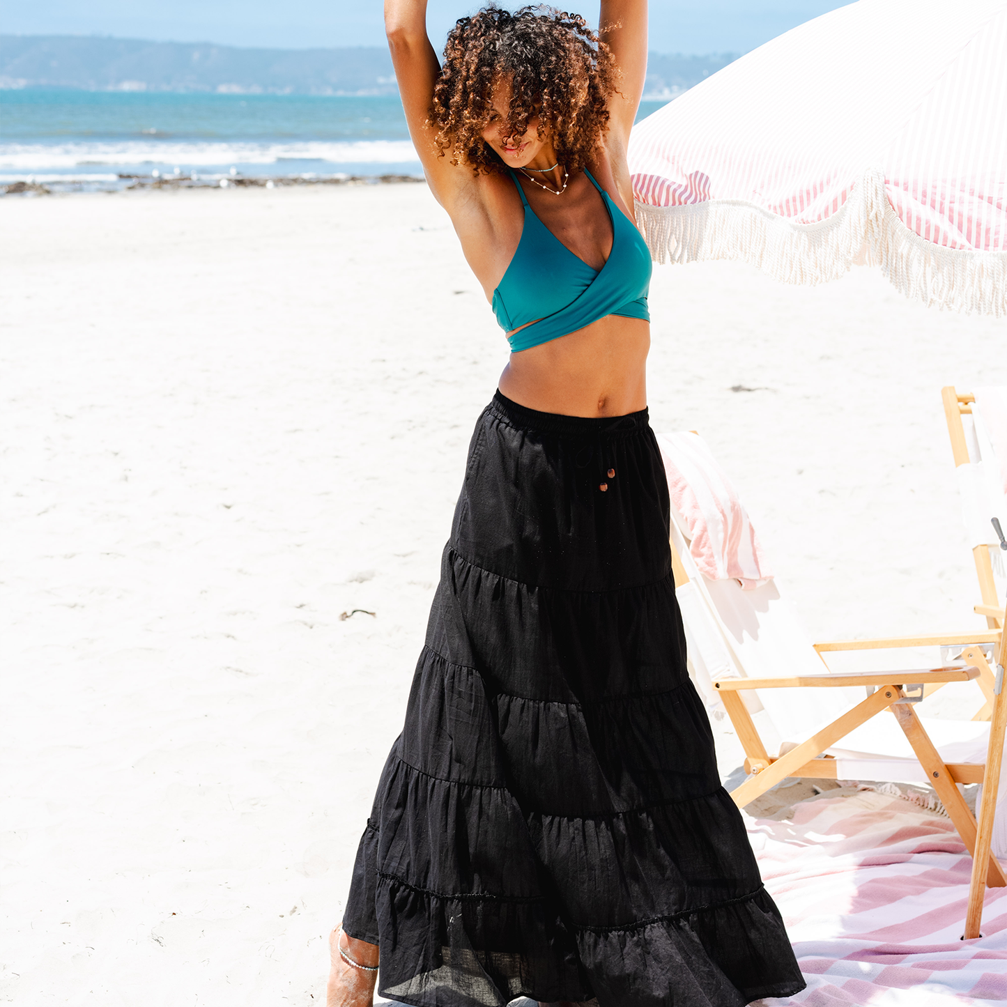 Lotus and Luna - Black Shipwrecked Maxi Skirt with Bead