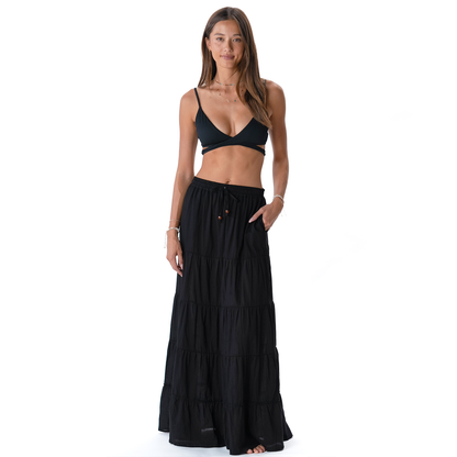 Lotus and Luna - Black Shipwrecked Maxi Skirt with Bead
