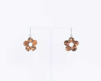 KORK Cork Earrings-Marbled Cork Flower