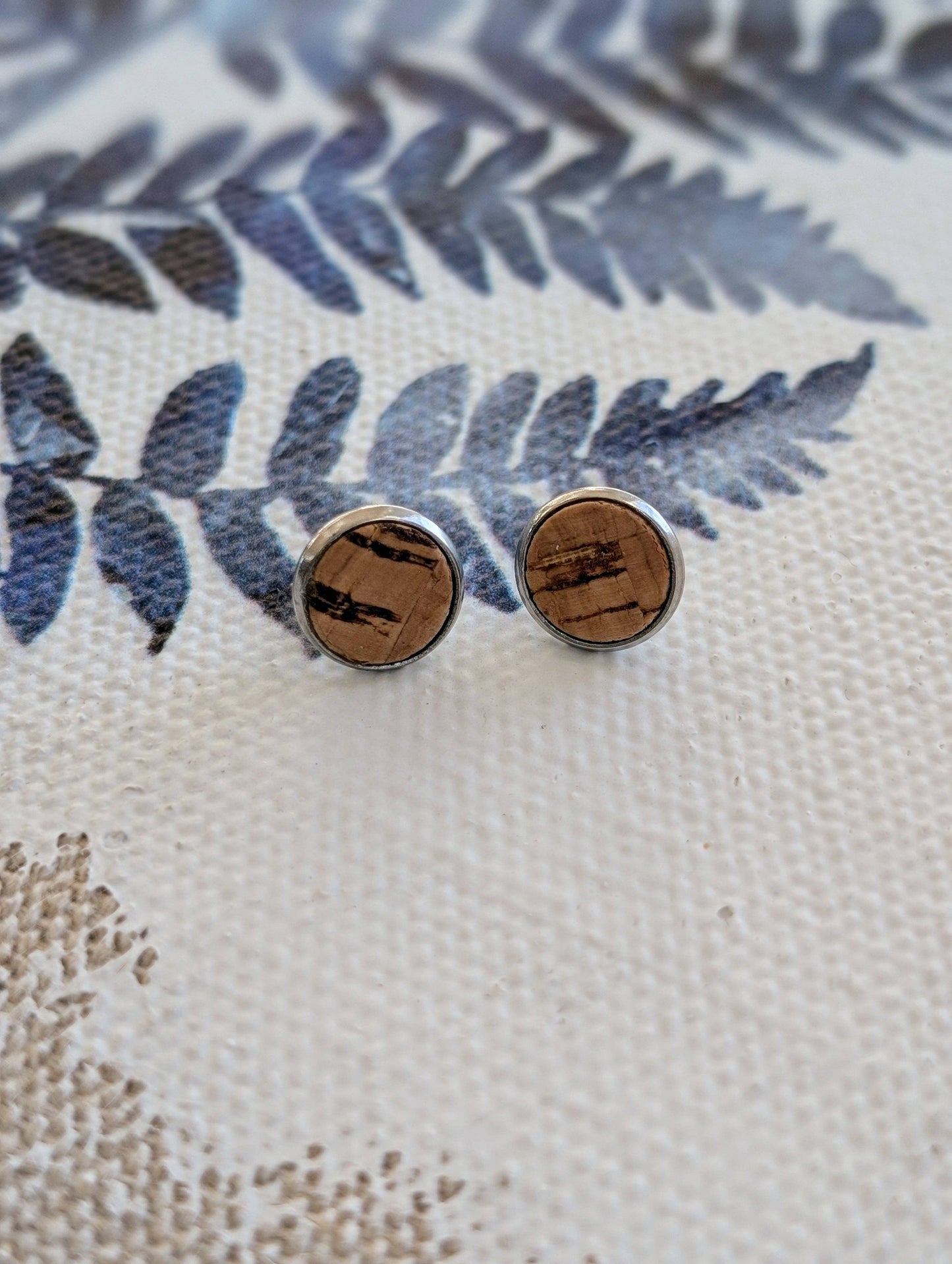 KORK Cork Earrings - Round Stud Natural