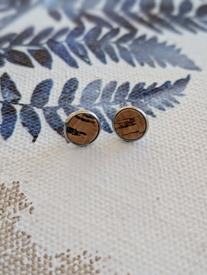 KORK Cork Earrings - Round Stud Natural