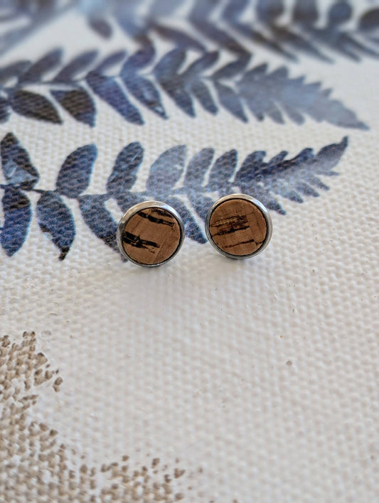 KORK Cork Earrings - Round Stud Natural