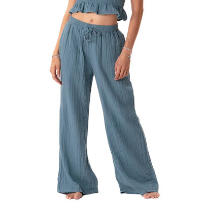 Lotus and Luna - New Moon Blue Cotton Wide Leg Pants