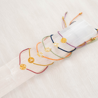 Lotus and Luna - Gold Third Eye Chakra Braided Bracelet